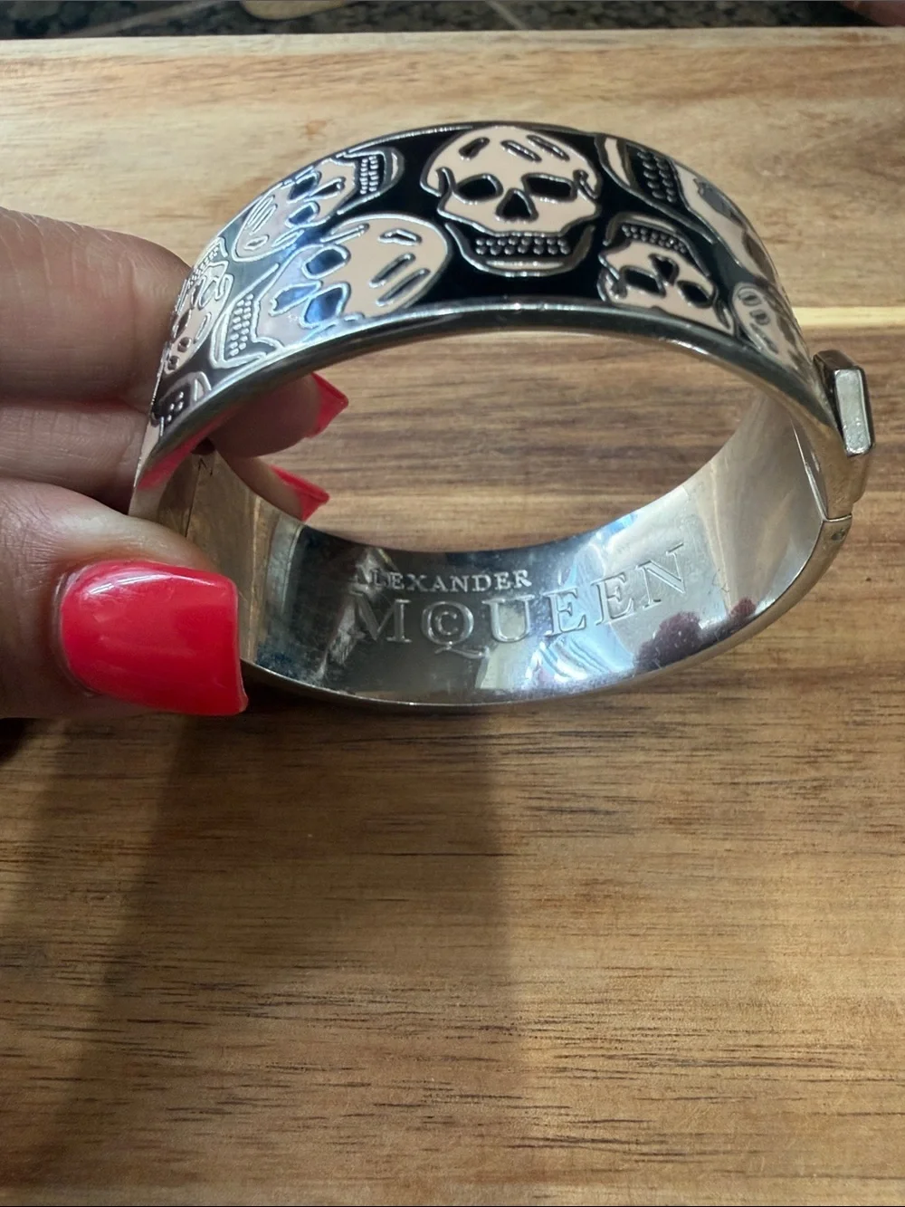 Alexander McQueen Black and Silver Skull Cuff Bracelet